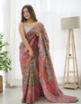 Palimpsest Grey Pashmina Saree With Radiant Blouse Piece