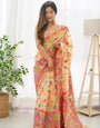 Radiant Light Yellow Pashmina Saree With Radiant Blouse Piece