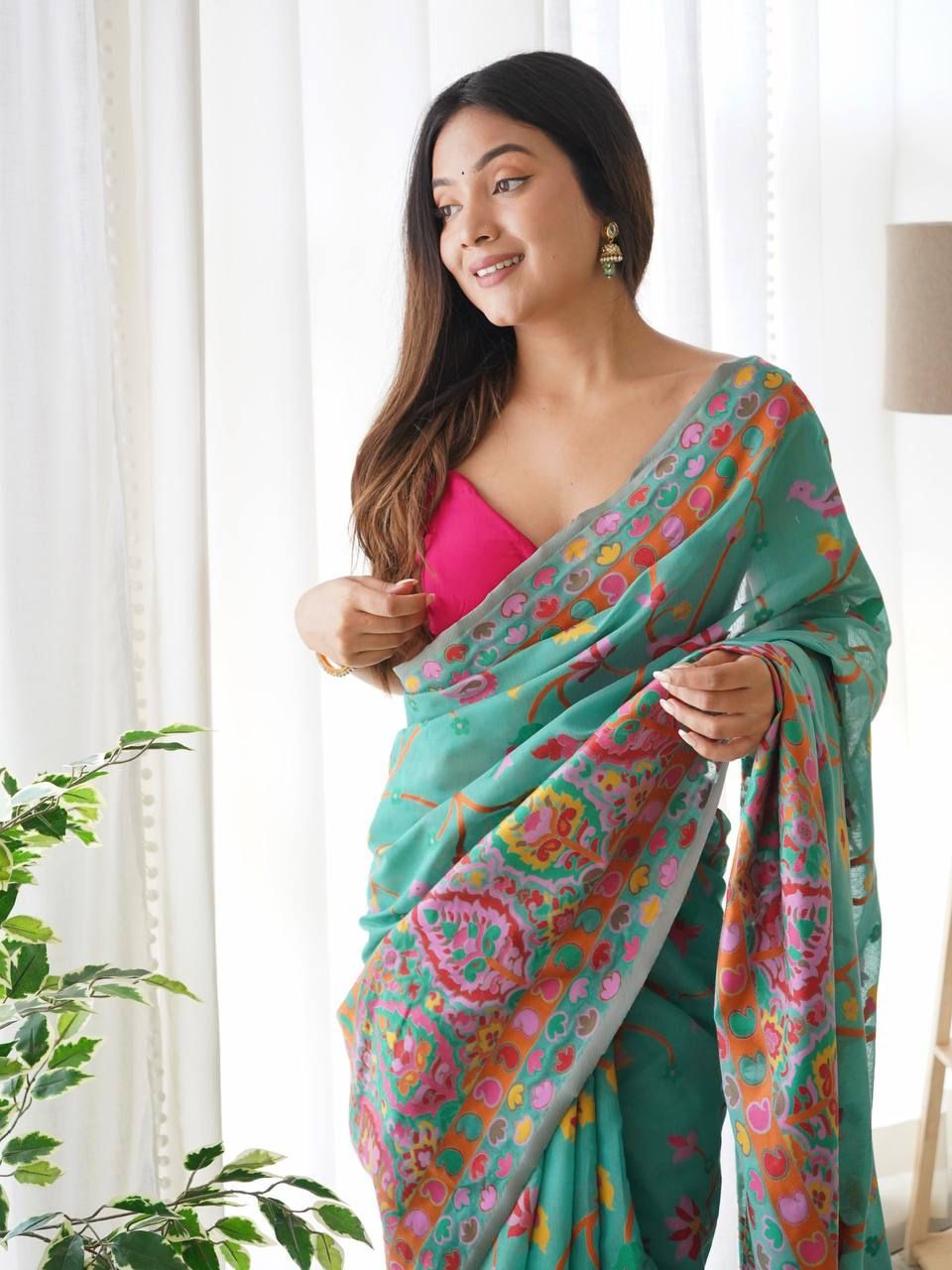 Glam Rama Pashmina Saree With Beautiful Blouse Piece