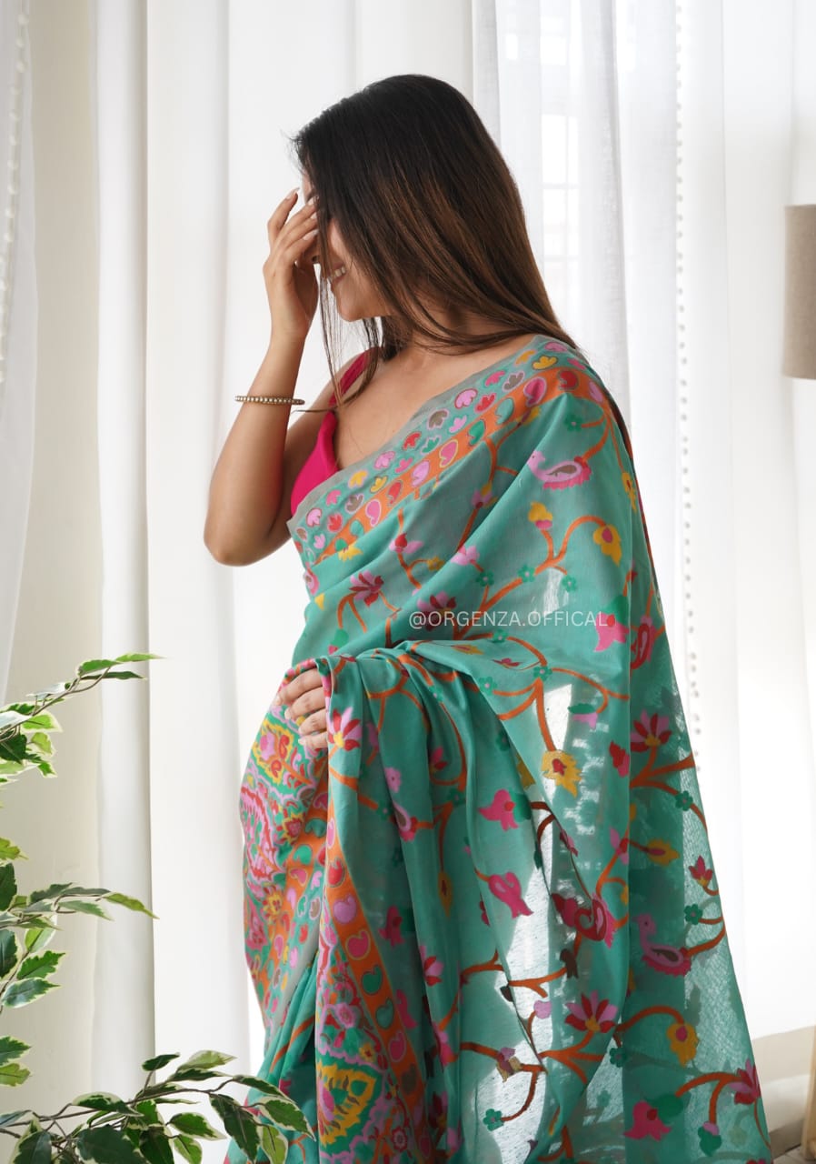 Glam Rama Pashmina Saree With Beautiful Blouse Piece