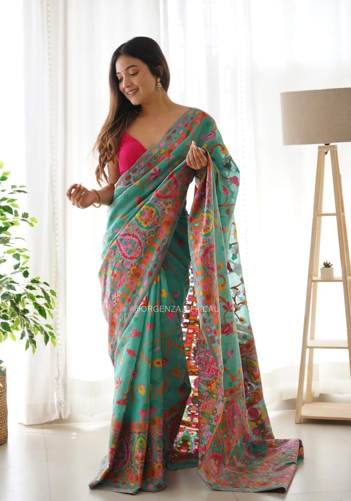 Glam Rama Pashmina Saree With Beautiful Blouse Piece