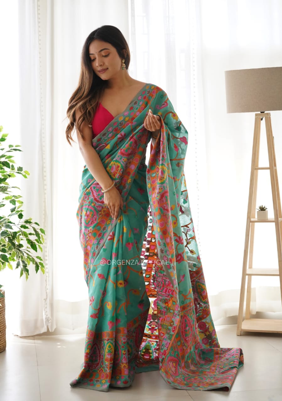 Glam Rama Pashmina Saree With Beautiful Blouse Piece