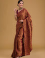 Bucolic Maroon Soft Silk Saree With Confounding Blouse Piece