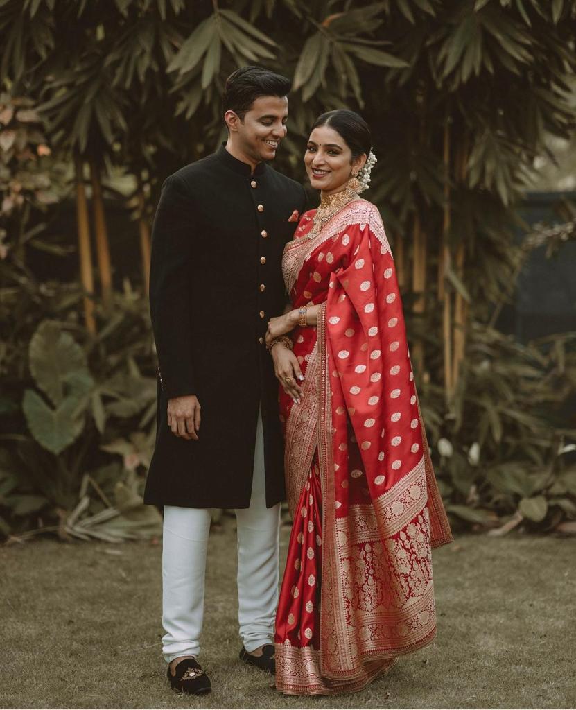 Jazzy Red Soft Banarasi Silk Saree With Glowing Blouse Piece