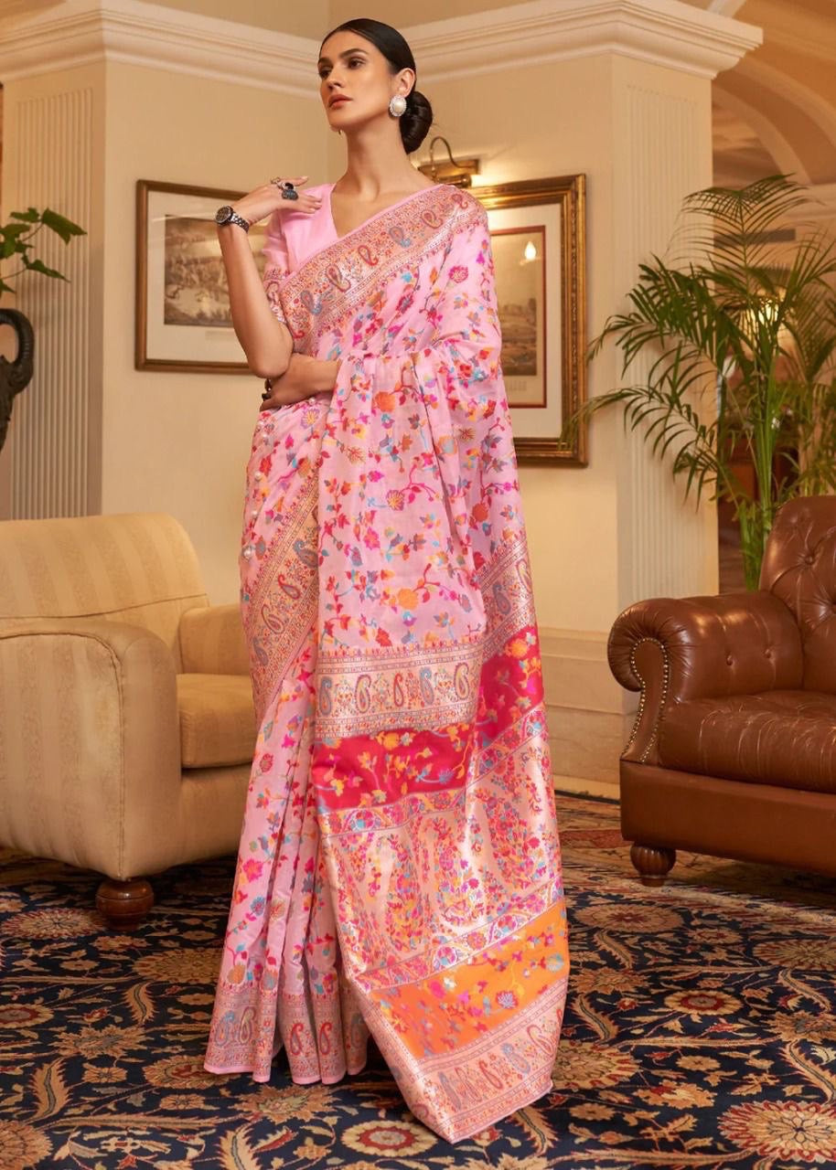 Ratatouille Light Pink Pashmina Saree With Scrumptious Blouse Piece