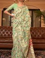 Traditional Pista Pashmina Saree With Admirable Blouse Piece