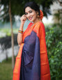 Most Stunning Blue Soft Silk Saree With Pretty Blouse Piece