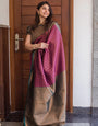 Glittering Wine Soft Silk Saree With Imbrication Blouse Piece