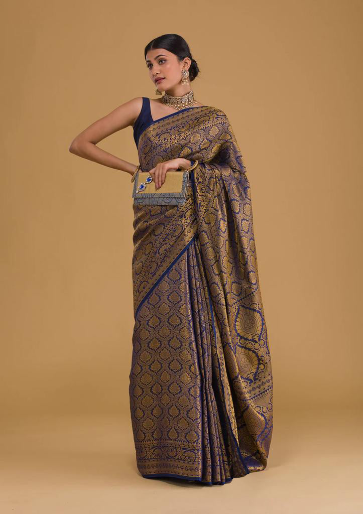 Unique Blue Soft Silk Saree With Amazing Blouse Piece