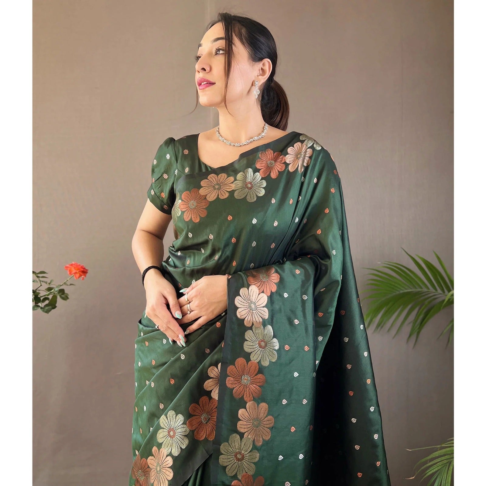 Scintilla Green Soft Silk Saree With Tempting Blouse Piece