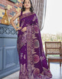 Innovative Wine Soft Silk Saree With Moiety Blouse Piece