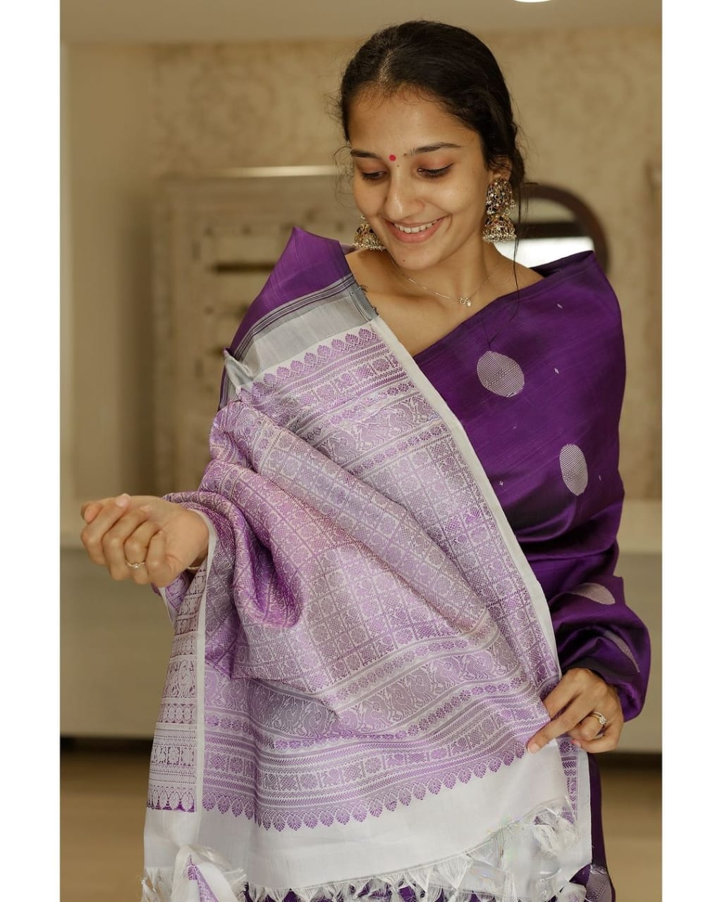 A glam Purple Soft Silk Saree With Beautiful Blouse Piece