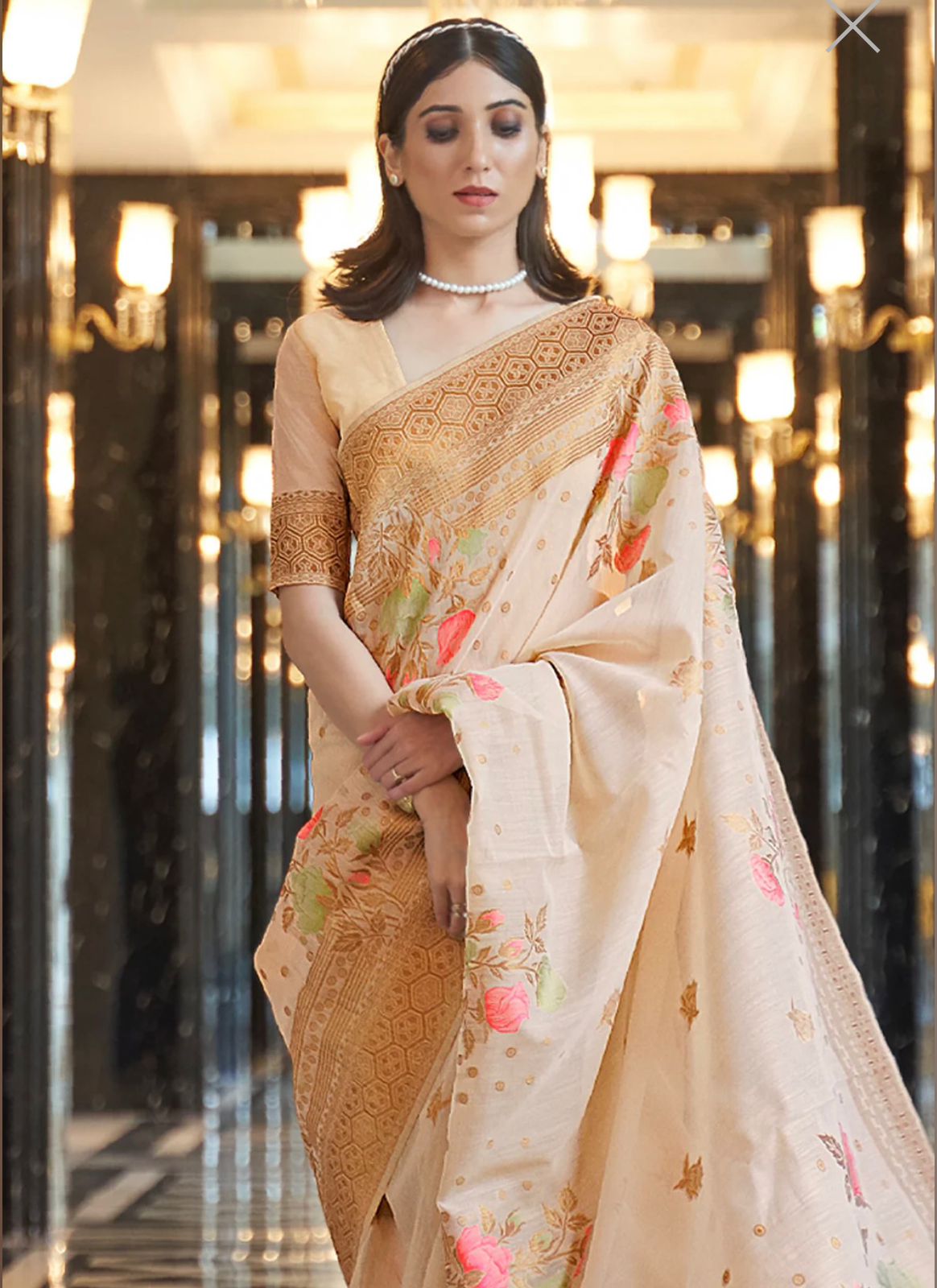 Seraglio Beige Soft Banarasi Silk Saree With Trendy Blouse Piece