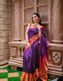 Ratatouille Purple Soft Banarasi Silk Saree With Scrumptious Blouse Piece