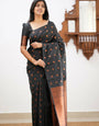 Dreamy Black Color Soft Silk Saree With Blouse Piece