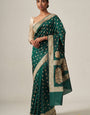 Deserving Green Soft Silk Saree With Embrocation Blouse Piece