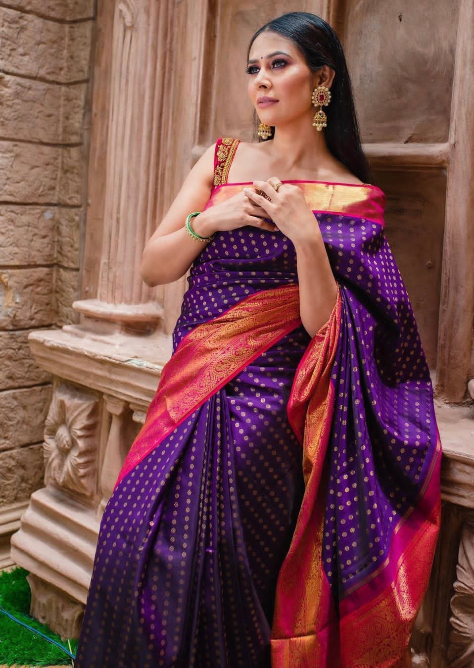 Ratatouille Purple Soft Banarasi Silk Saree With Scrumptious Blouse Piece