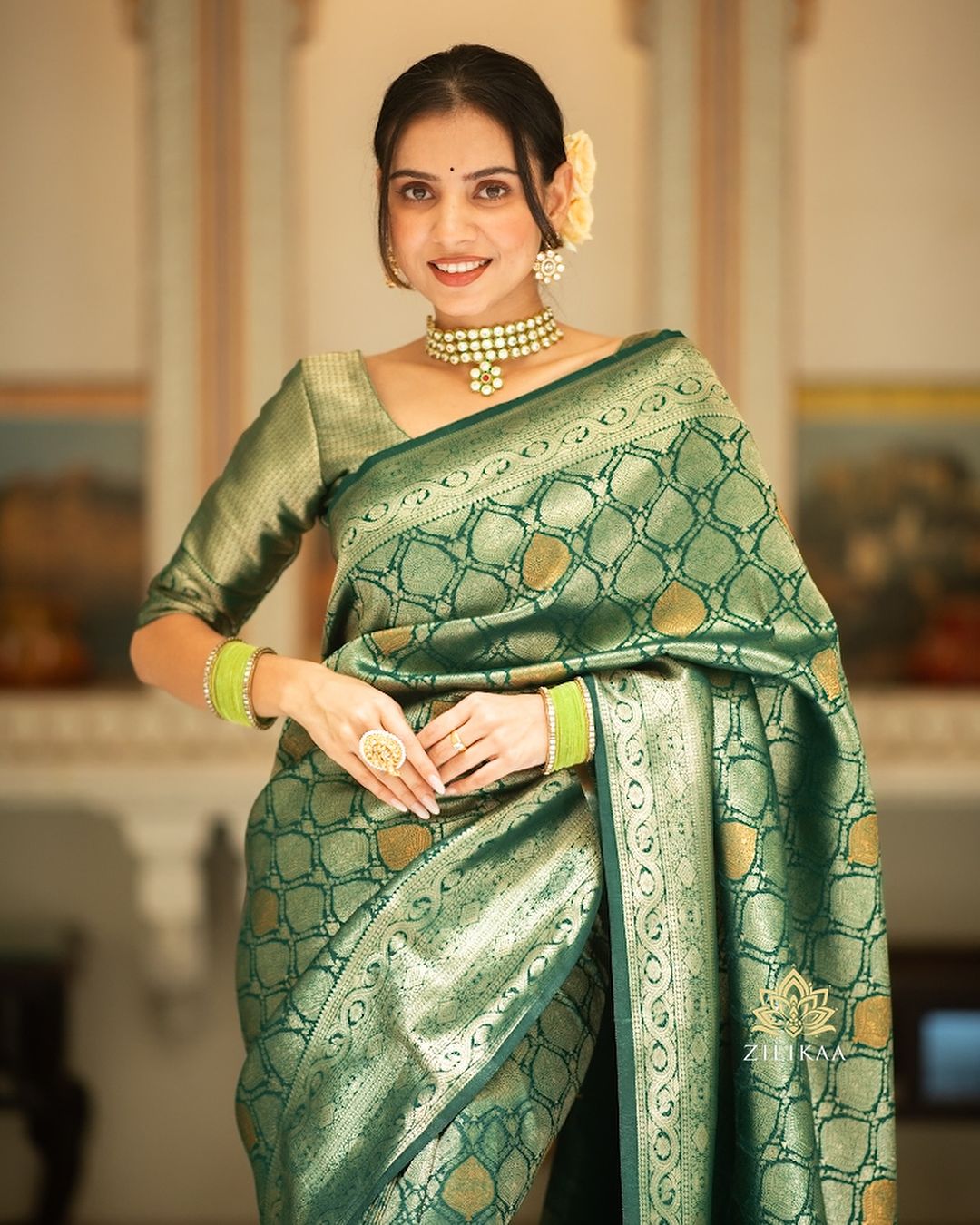 Staggering Green Soft Silk Saree With Desiring Blouse Piece