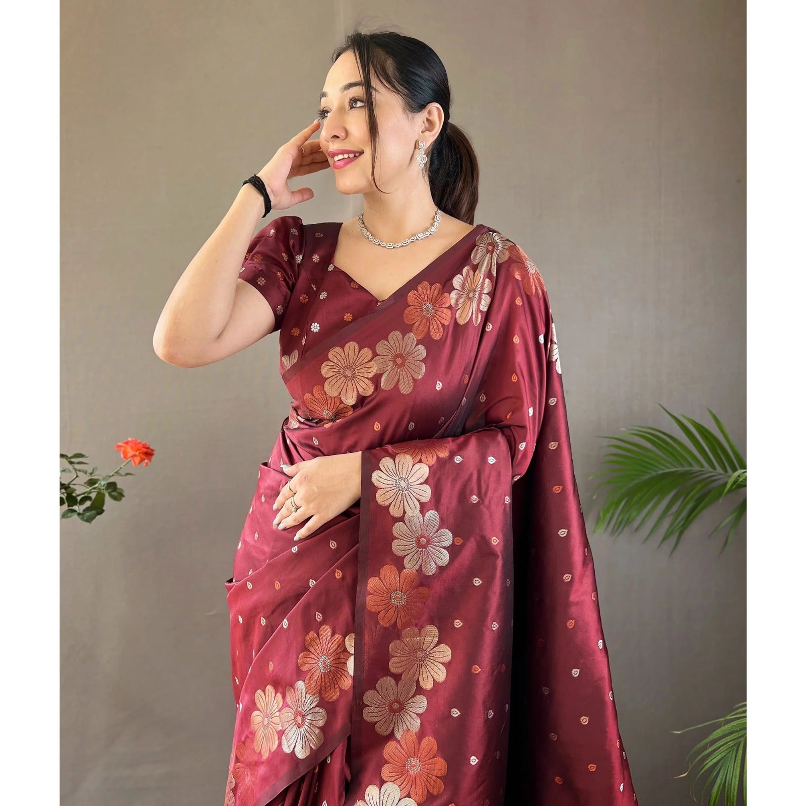 Glam Maroon Soft Silk Saree With Beautiful Blouse Piece