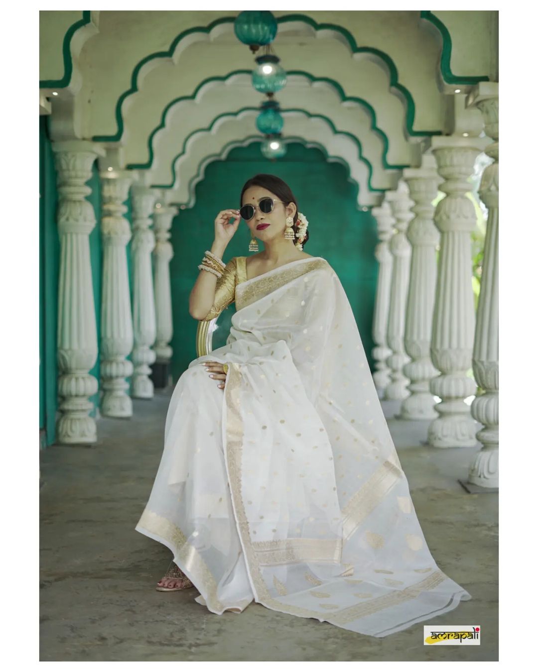 Ratatouille White Cotton Silk Saree With Traditional Blouse Piece