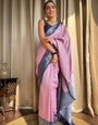 Forbearance Pink Soft Silk Saree With Exuberant Blouse Piece