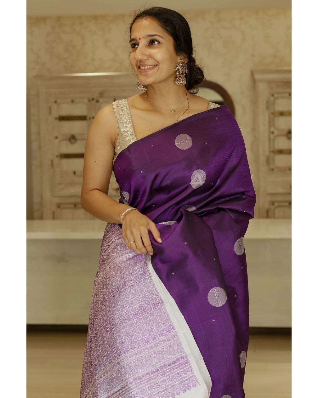 A glam Purple Soft Silk Saree With Beautiful Blouse Piece