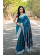 Exquisite Rama Cotton Silk Saree With Incredible Blouse Piece