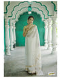 Ratatouille White Cotton Silk Saree With Traditional Blouse Piece