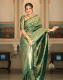 Staggering Green Soft Silk Saree With Desiring Blouse Piece