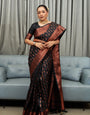 Admirable Black Cotton Silk Saree With Beleaguer Blouse Piece