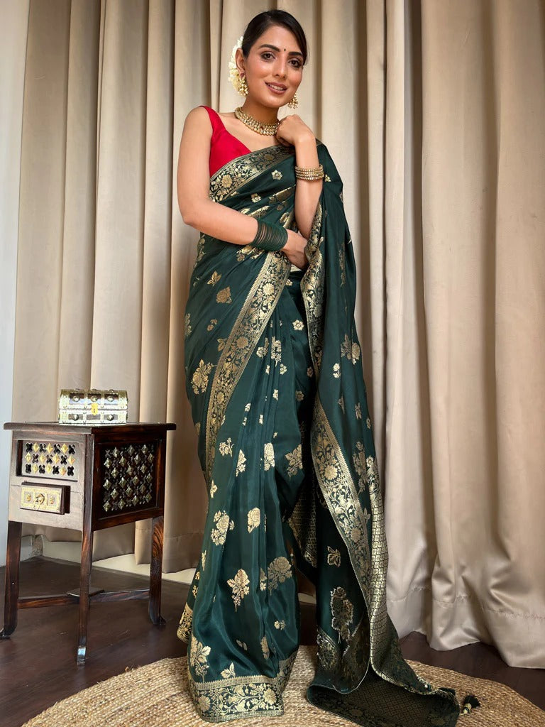 Seraglio Green Soft Silk Saree With Trendy Blouse Piece