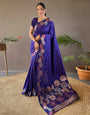 Captivating Royal Blue Soft Silk Saree With Dazzling Blouse Piece