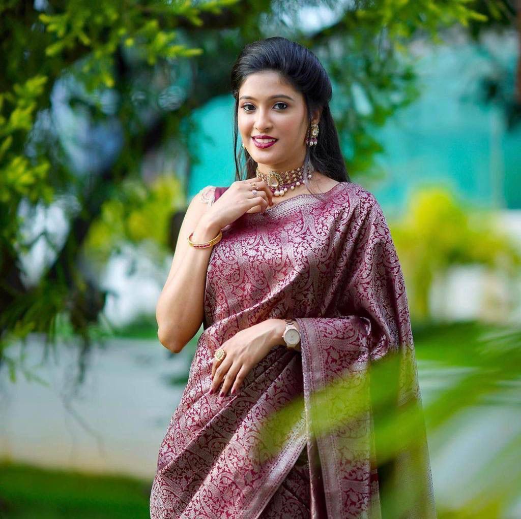 Charming Maroon Soft Banarasi Silk Saree with Unique Blouse Piece