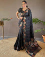 Palimpsest Black Soft Silk Saree With Radiant Blouse Piece