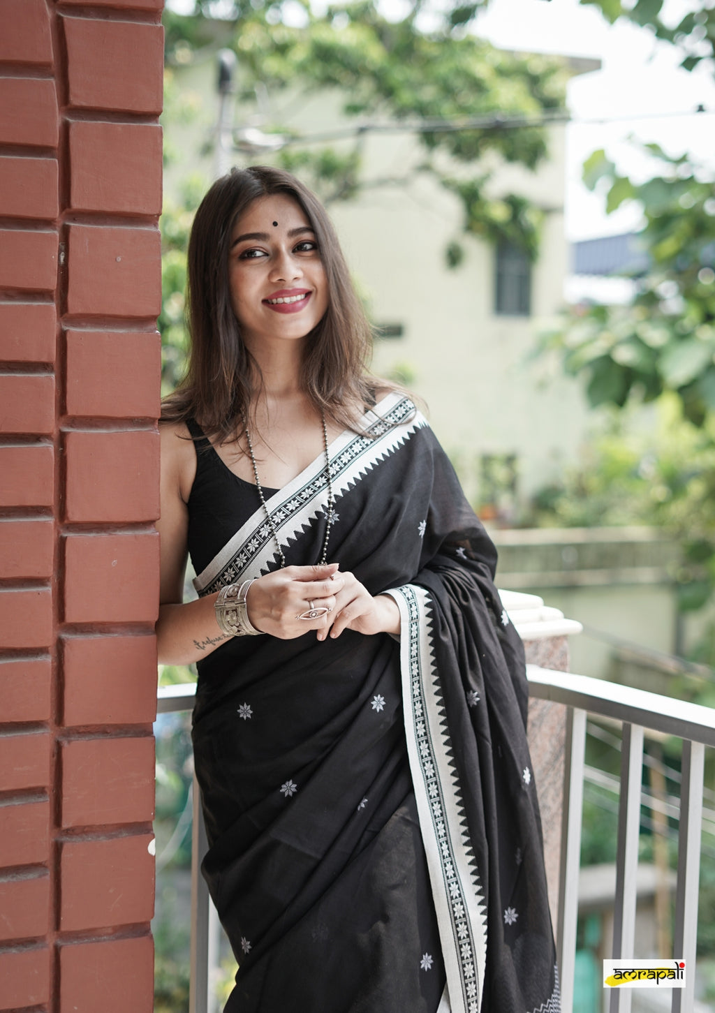 Precious Black Cotton Silk Saree With Supernal Blouse Piece