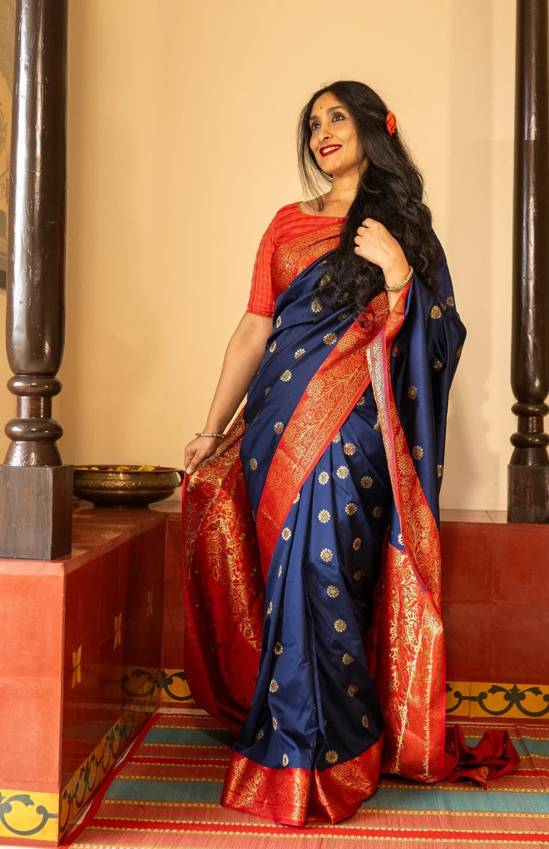 Admirable Blue Soft Silk Saree With Charming Blouse Piece