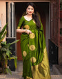 Impressive Parrot Soft Silk Saree With Lovely Blouse Piece