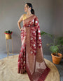 Gorgeous Red Soft Silk Saree With Quintessential Blouse Piece