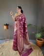 Pleasurable Wine Soft Silk Saree With Serendipity Blouse Piece