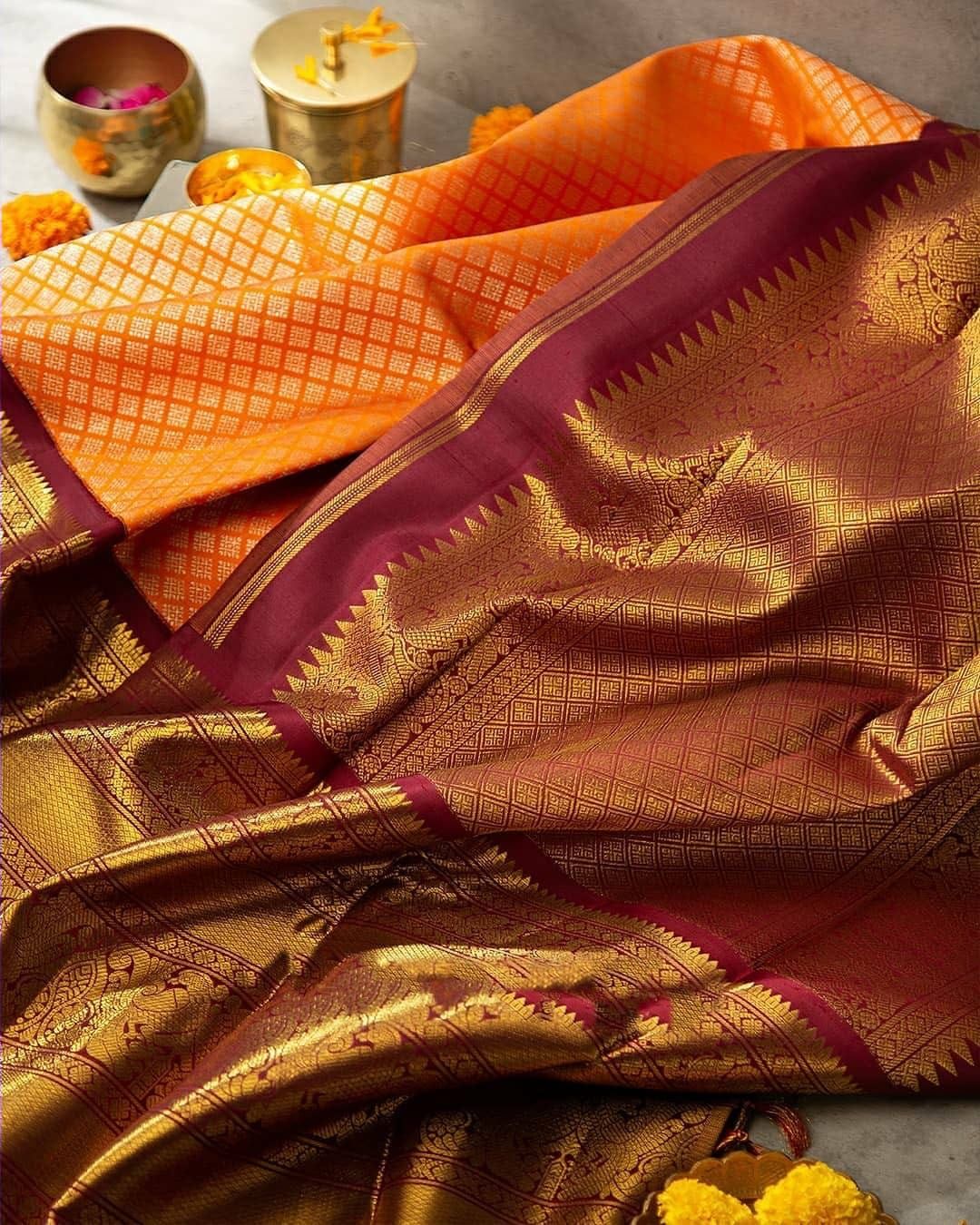 Bewitching Orange Soft Banarasi Silk Saree With Beleaguer Blouse Piece