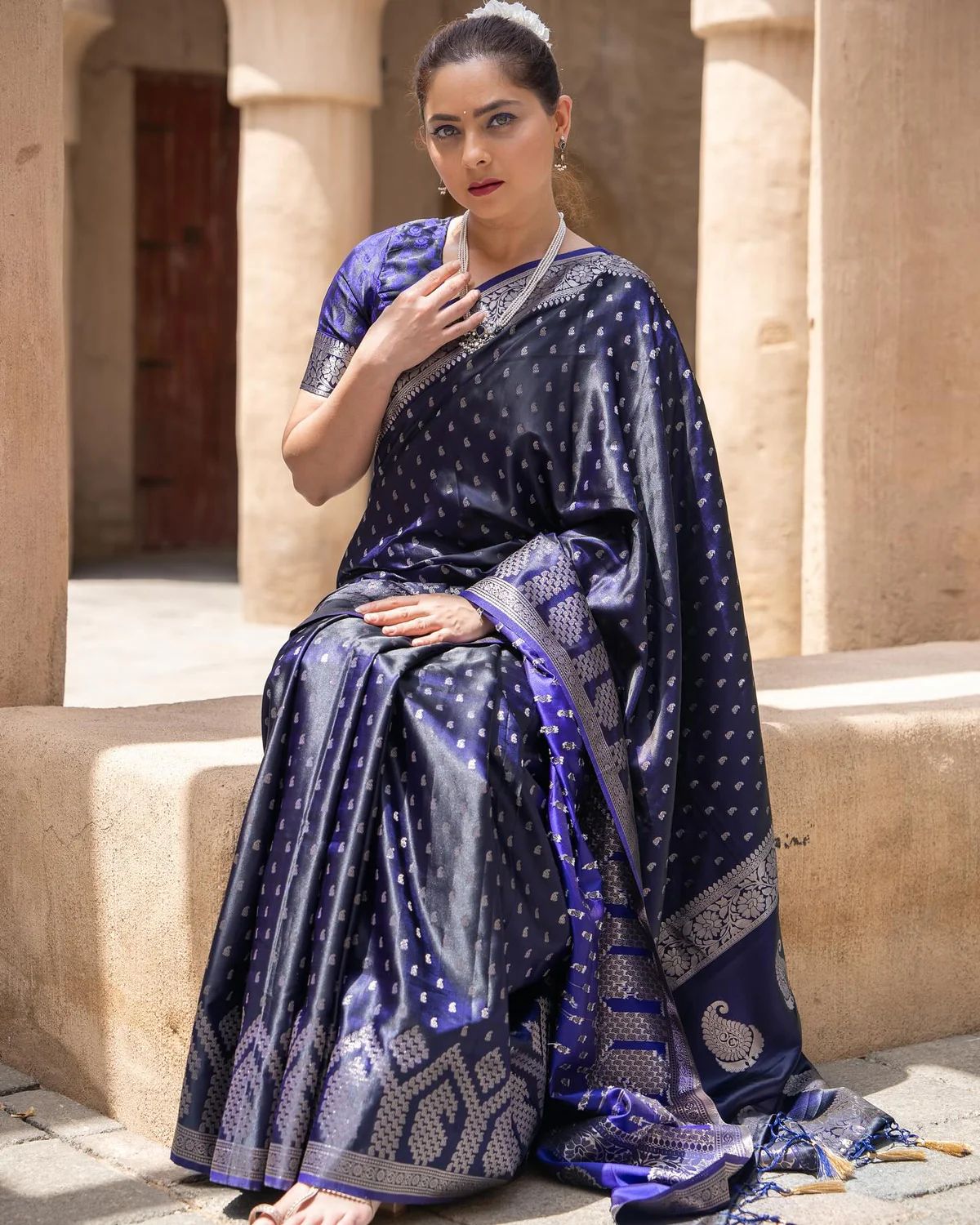 Moiety Blue Soft Silk Saree With Preferable Blouse Piece