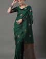 Dazzling Green Soft Silk Saree With Ebullience Blouse Piece