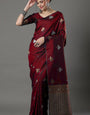 Fancifull Maroon Soft Silk Saree With Gleaming Blouse Piece