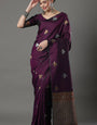 Lassitude Wine Soft Silk Saree With Magnific Blouse Piece