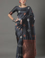 Scrumptious Black Soft Silk Saree With Traditional Blouse Piece