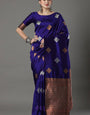 Charming Royal Blue Soft Silk Saree With Delectable Blouse Piece