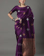 Effervescent Wine Soft Silk Saree With Fantabulous Blouse Piece