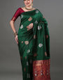 Imbrication Green Soft Silk Saree With Lissome Blouse Piece