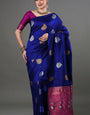 Ravishing Royal Blue Soft Silk Saree With Sempiternal Blouse Piece