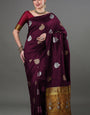 Transcendent Wine Soft Silk Saree With Adorable Blouse Piece